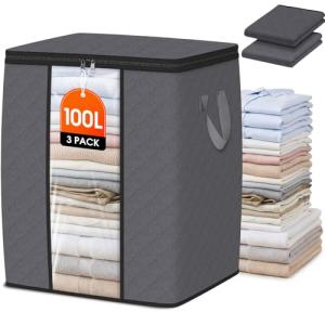 SpaceWhisper 3-Pack 100L Foldable Storage Bags