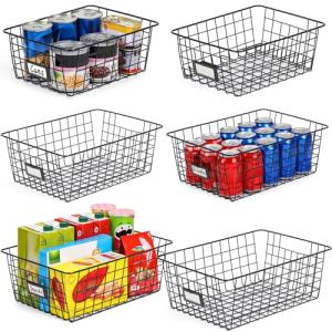 6 Pack Wire Baskets for Kitchen Storage