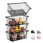 Stackable Metal Wire Baskets for Kitchen Storage