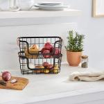 Stackable Metal Wire Storage Baskets - Black, 2 Count