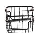 Stackable Metal Wire Storage Baskets - Black, 2 Count