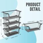 Stackable Metal Wire Baskets for Kitchen Storage