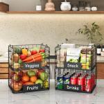 JKsmart XL Stackable Wire Pantry Bins, 4 Pack