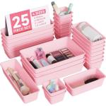 25 PCS Plastic Drawer Organizers Set in Pink
