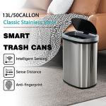 Touchless 13 Gallon Stainless Steel Trash Bin