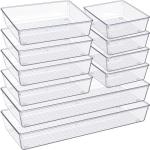 Criusia 10-Pack Clear Plastic Drawer Organizers