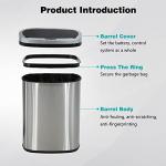 Touchless 13 Gallon Stainless Steel Trash Bin