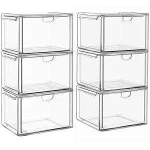 6-Pack Stackable Acrylic Storage Drawers for Home
