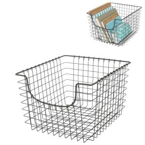 Medium Gray Wire Scoop Basket for Kitchen Storage
