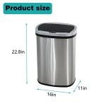 Touchless 13 Gallon Stainless Steel Trash Bin