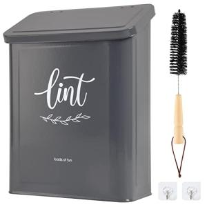 Magnetic Lint Bin with Brush for Laundry Room