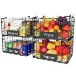 JKsmart XL Stackable Wire Pantry Bins, 4 Pack