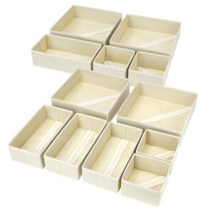 DIMJ 12-Pack Fabric Drawer Organizers - Beige