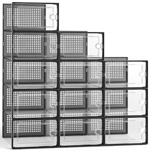 Clear Stackable Shoe Storage Bins - 12 Pack