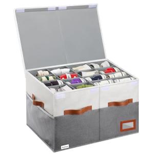 Foldable Shoe Organizer Bins with Lids, 16 Pairs