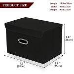 Black Fabric Storage Cube Bins with Lids (3 Pcs)