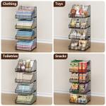 4-Pack Stackable Wire Baskets for Easy Organization