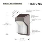 TIERONE 40W LED Wall Pack Light - 2 Pack