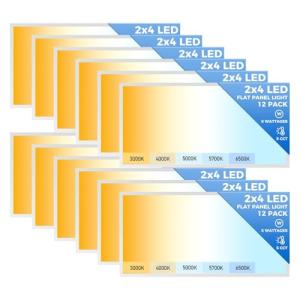 Dimmable 12-Pack 2x4 LED Flat Panel Lights