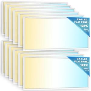 Sunco 12-Pack Dimmable 2x4 LED Flat Panels
