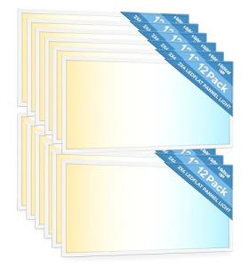 12 Pack LED Flat Panel Lights - Dimmable Options