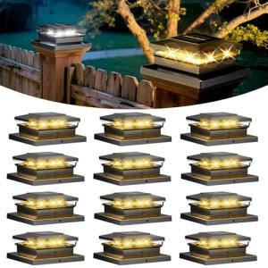 12 Pack Solar Post Cap Lights for Outdoor Use
