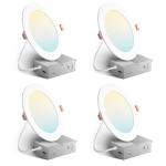 Amico 4 Pack 6 Inch 5CCT Ultra-Thin LED Recessed Ceiling Light with Junction Box, 2700K/3000K/3500K/4000K/5000K Selectable, 1050 Lumens, Dimmable Canless Wafer Downlight, 12W Eqv 110W-ETL&FCC