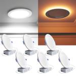 Veriligt 6 Pack 6 Inch LED Recessed Light with Night Light, 2700K/3000K/3500K/4000K/5000K 5CCT Ceiling Light, 1050LM 12W 120V, Dimmable Canless Wafer Downlight ETL&FCC, Energy Saving Star