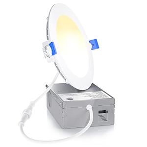 Ensenior 1 Pack 4 Inch LED Recessed Light, Dimmable, 2700K-5000K 5CCT, 750LM High Brightness, 9W 120V, Damp Rated, Ultra-Thin Canless Wafer Ceiling Light - ETL & FCC & IC