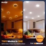Veriligt 6 Pack 6 Inch LED Recessed Light with Night Light, 2700K/3000K/3500K/4000K/5000K 5CCT Ceiling Light, 1050LM 12W 120V, Dimmable Canless Wafer Downlight ETL&FCC, Energy Saving Star