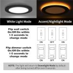 Meconard 6 Pack 4 Inch 5CCT LED Recessed Ceiling Light with Night Light, 2700K/3000K/3500K/4000K/5000K Selectable Ultra-Thin Lighting, 9W=75W, 750LM, Dimmable Canless Wafer Downlight, Black Trim