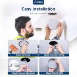 Amico 4 Pack 6 Inch 5CCT Ultra-Thin LED Recessed Ceiling Light with Junction Box, 2700K/3000K/3500K/4000K/5000K Selectable, 1050 Lumens, Dimmable Canless Wafer Downlight, 12W Eqv 110W-ETL&FCC