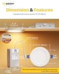 Ensenior 20 Pack 4 Inch LED Recessed Ceiling Light with Night Light, Dimmable, 2700K-5000K 5CCT, 750LM 9W 120V, High Brightness Canless Wafer Downlight - ETL&FCC&IC