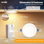 Veriligt 6 Pack 4 Inch LED Recessed Light with Night Light, 2700K/3000K/3500K/4000K/5000K 5CCT Ceiling Light, 750LM 9W 120V, Dimmable Canless Wafer Downlight ETL&FCC, Energy Saving Star