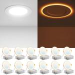 Amico 12 Pack 4 Inch 5CCT LED Recessed Ceiling Light with Night Light, 2700K/3000K/3500K/4000K/5000K Selectable Ultra-Thin Lighting, 10W=90W, 700LM, Dimmable Canless Wafer Downlight - ETL&FCC