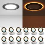 Amico 12 Pack Black 4 Inch 5CCT LED Recessed Ceiling Light with Night Light, 2700K/3000K/3500K/4000K/5000K Selectable Ultra-Thin Lighting, 10W=90W, 700LM, Dimmable Canless Wafer Downlight - ETL&FCC