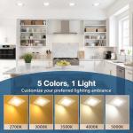 Amico 6 Pack 4 Inch Ultra-Thin LED Square Recessed Light with Junction Box, 5CCT 2700K/3000K/3500K/4000K/5000K Selectable, 10W 700LM Brightness, Dimmable Canless Wafer Downlight, ETL&FCC