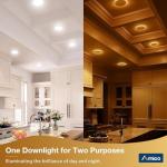 Amico 2 Pack 6 Inch 5CCT LED Recessed Ceiling Light with Night Light, 2700K/3000K/3500K/4000K/5000K Selectable Ultra-Thin Lighting, 12W=110W, 1100LM, Dimmable Canless Wafer Downlight ETL&FCC
