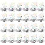 Amico 24 Pack 6 Inch 5CCT Ultra-Thin LED Recessed Ceiling Light with Junction Box, 2700K/3000K/3500K/4000K/5000K Selectable, 1050 Lumens, Dimmable Canless Wafer Downlight, 12W Eqv 110W-ETL&FCC