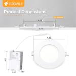 EOSMILE 2 Pack 4 Inch 5CCT LED Recessed Light with Night Light, 2700K 3000K 3500K 4000K 5000K Selectable Ultra-Thin Lighting, 9W, 120V, 750LM, Dimmable Canless Wafer Downlight, ETL FCC
