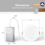 Amico 6 Pack 4 Inch 5CCT Ultra-Thin LED Recessed Ceiling Light with Junction Box, 2700K/3000K/3500K/4000K/5000K Selectable, 11W Eqv 70W 800LM Brightness Dimmable Canless Wafer Downlight, ETL & FCC