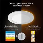 Meconard 4 Pack 6 Inch 5CCT LED Canless Recessed Lighting with Night Light, 2700K/3000K/3500K/4000K/5000K Selectable Ultra-Thin LED Ceiling Lights, 12W=110W, 1050LM, Dimmable Wafer Downlight ETL&FCC