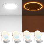 Amico 4 Pack 6 Inch 5CCT LED Recessed Ceiling Light with Night Light, 2700K/3000K/3500K/4000K/5000K Selectable Ultra-Thin Recessed Lighting, 12W=110W, 1100LM, Dimmable Canless Wafer Downlight ETL&FCC