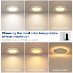 MDTlight 12 Pack 4 Inch LED Recessed Ceiling Light with Night Light| 5CCT Dimmable 2700K-5000K| RA90 750LM 9W 120V| Ultra-Thin High Brightness Canless Wafer Downlight with Junction Box| IC ETL FCC