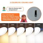 Meconard 4 Pack 4 Inch LED Recessed Ceiling Light with Junction Box, 2700K/3000K/3500K/4000K/5000K Selectable, 9W=75W 750LM, Dimmable Canless Downlights, ETL and Energy Star Listed