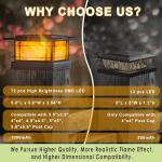 Solar Post Cap Lights with Flickering Flame Effect