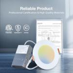 Amico 6 Pack 4 Inch 5CCT Ultra-Thin LED Recessed Ceiling Light with Junction Box, 2700K/3000K/3500K/4000K/5000K Selectable, 11W Eqv 70W 800LM Brightness Dimmable Canless Wafer Downlight, ETL & FCC