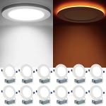 Meconard 12 Pack 6 Inch 5CCT LED Canless Recessed Lighting with Night Light, 2700K/3000K/3500K/4000K/5000K Selectable Ultra-Thin LED Ceiling Lights, 12W=110W, 1050LM, Dimmable Wafer Downlight ETL&FCC