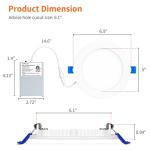 Meconard 4 Pack 6 Inch 5CCT LED Canless Recessed Lighting with Night Light, 2700K/3000K/3500K/4000K/5000K Selectable Ultra-Thin LED Ceiling Lights, 12W=110W, 1050LM, Dimmable Wafer Downlight ETL&FCC