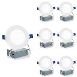 Meconard 6 Pack 4 Inch LED Recessed Ceiling Light with Junction Box, 2700K/3000K/3500K/4000K/5000K Selectable, 9W=75W 750LM, Dimmable Canless Downlights, ETL and Energy Star Listed